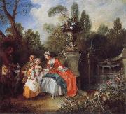 A Lady in a Garden Taking coffee with some Children Nicolas Lancret